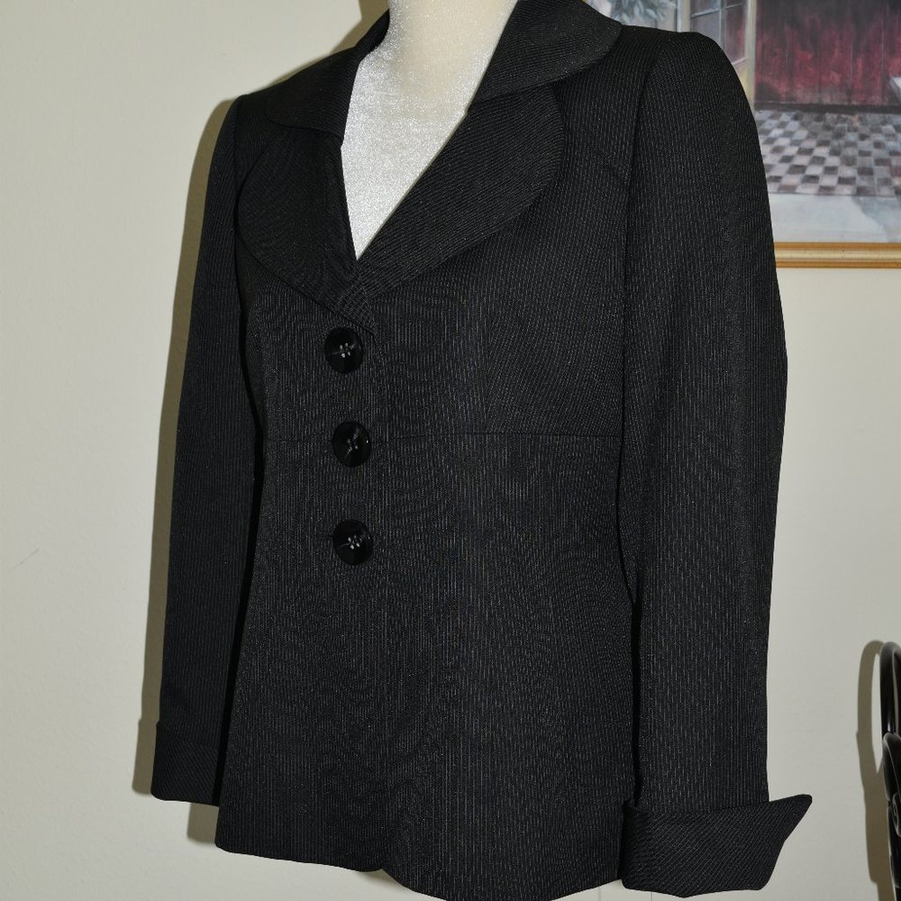 NEW Suit Studio Black Blue Double breasted Jacket Blazer Fully Lined Sz 8, NWT